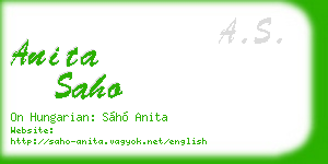 anita saho business card