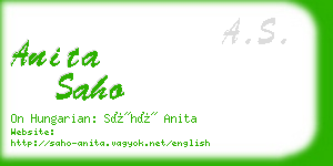 anita saho business card